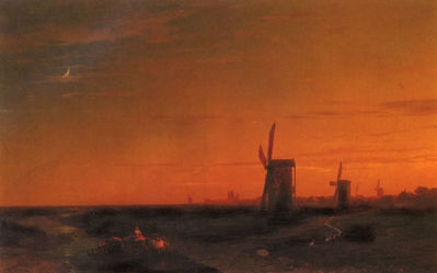 «Пейзаж с ветряными мельницами», 1860