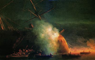 «Минная атака катеров парохода «Великий князь Константин» турецкого броненосца «Ассари Шевкет» на Сухумском рейде 1877 г.», 1877