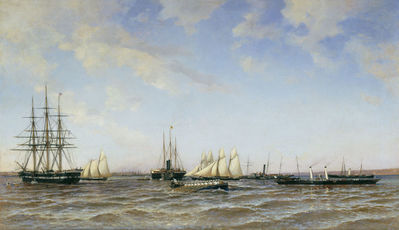 Гонки яхт Держава и Александрия на Малом Кронштадтском рейде. 1880