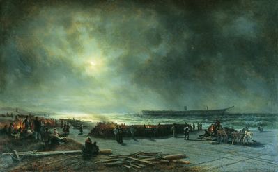 Гибель фрегата Александр Невский (Вид ночью). 1868 год. 1868