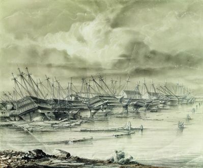 Кронштадтская военная гавань после наводнения. 1850 год. 1850