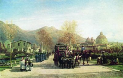 Пиза. Вид на баптистерий и собор. 1863