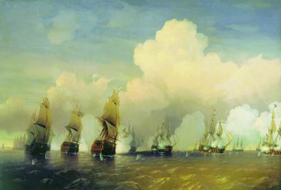 Сражение русского флота со шведским в 1790 году вблизи Кронштадта при Красной Горке. 1866