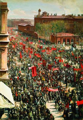 Первомайская демонстрация на проспекте 25 октября. 1934