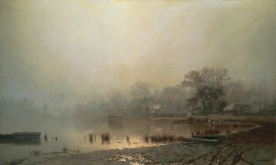 Туман. Красный пруд в Москве осенью. 1871
