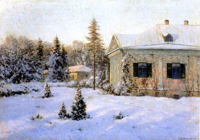 "Зимний пейзаж. Усадьба.", 1910