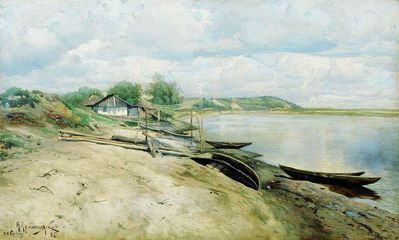 "Хутор на Днепре (Рыбачья пристань)", 1885