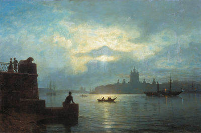 Лунная ночь на Неве (Вид с Охты на Смольный). 1898