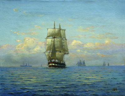 Морской пейзаж с парусниками. 1890-е
