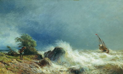 Одинокий корабль в бурю. 1875