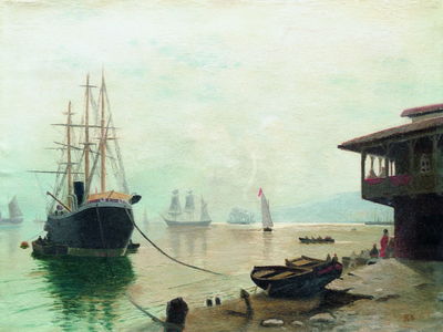 Парусники в гавани. 1890-е