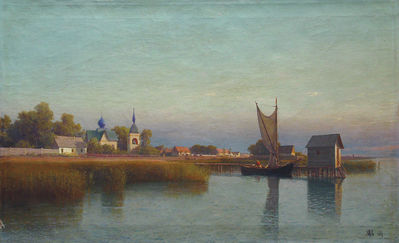 "Вид городка со стороны реки", 1887