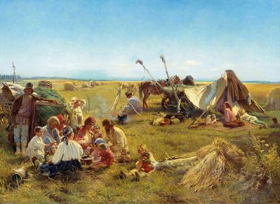 Крестьянский обед во время жатвы. 1871