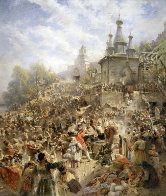 "Минин на площади Нижнего Новгорода, призывающий народ к пожертвованиям", 1896