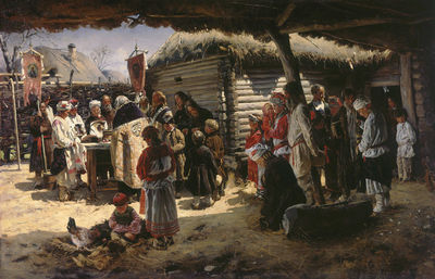 Молебен на Пасху. 1887-1888