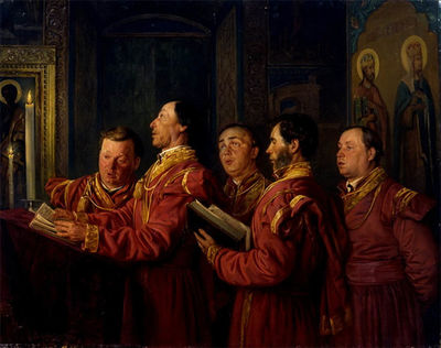 Певчие на клиросе. 1870