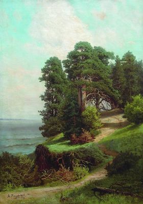 Обрывистый берег. Сосны. 1880-е