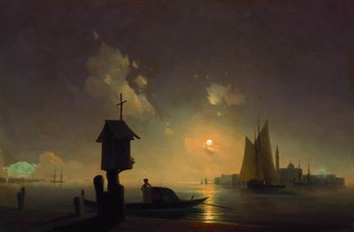 «Морской вид с часовней на берегу», 1845