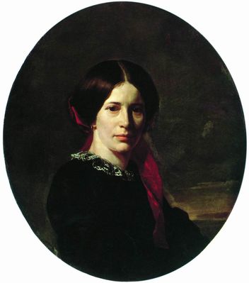 Портрет молодой женщины в черном бархатном платье. 1857