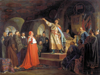 Роман Галицкий принимает послов папы иннокентия III. 1875