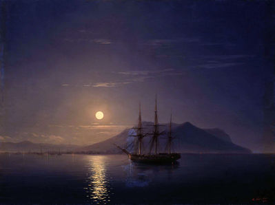 «Парусник у берегов Крыма в лунную ночь», 1858