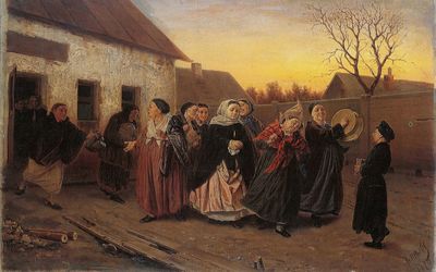 Накануне девичника. (Проводы невесты из бани) . 1870