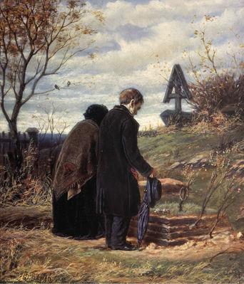 Старики-родители на могиле сына. Первая половина 1870-х