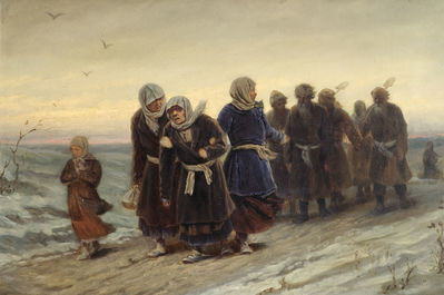 Возвращение крестьян с похорон зимою. 1880