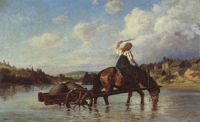 Переправа через реку Оять. С мельницы. 1872