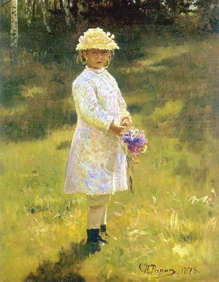 "Девочка с букетом (Вера Репина в саду Абрамцева)", 1878