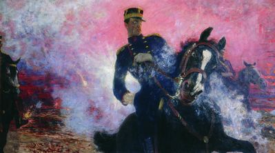 Бельгийский король Альберт в момент взрыва плотины в 1914 году. 1914