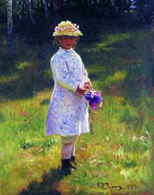 Девочка с букетом (Вера Репина). 1878