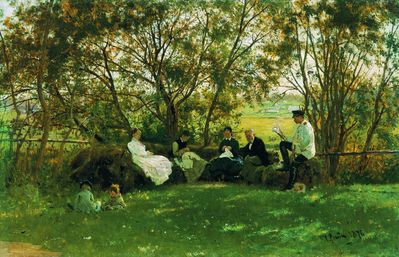 На дерновой скамье. Красное село. 1876