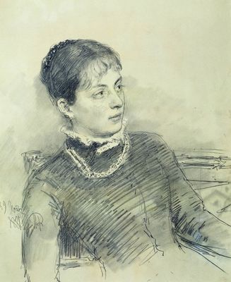 Портрет молодой жены, сидящей на диване. 1881