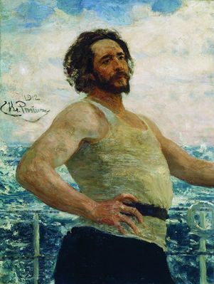 Портрет писателя Л.Н. Андреева на яхте. 1912