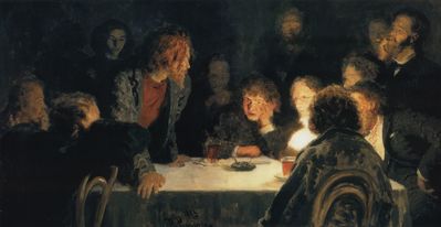 Сходка ( При свете лампы ). 1883