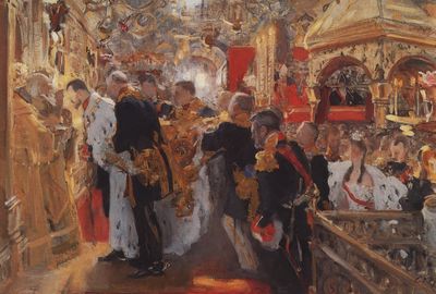 Коронация. Миропомазание Николая II в Успенском соборе. 1896