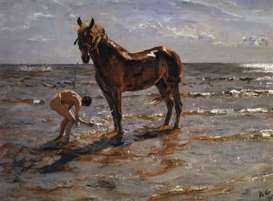 Купание лошади. 1905