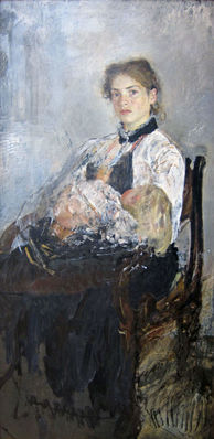 Портрет Н.Я. Дервиз с ребенком. 1888-1889