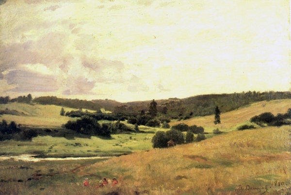 Долина речки Вори у деревни Мутовка, пейзаж с детьми. 1880