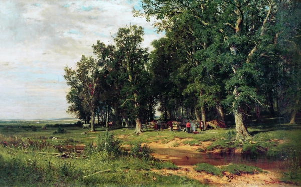 На покосе в дубовой роще. 1874