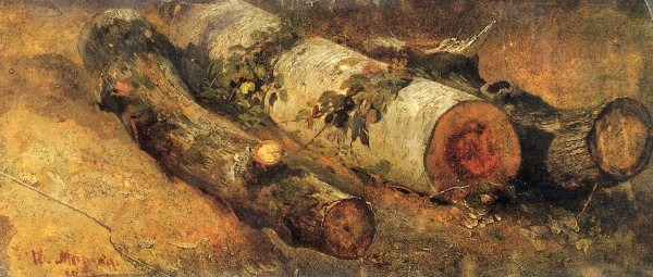 Срубленные березы. 1864 Этюд