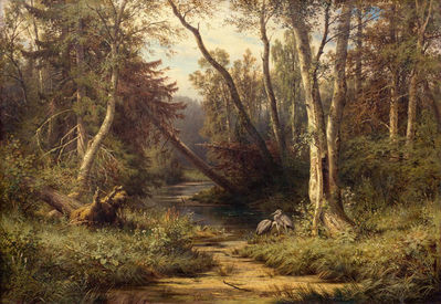 "Лесной пейзаж с цаплями", 1870