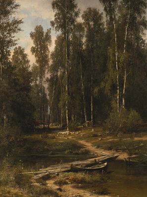 "На краю березовой рощи (Мостик к лесозаготовке)", 1871