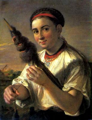 Девушка с веретеном. 1820-е