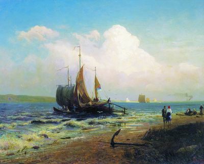 На реке. Ветреный день. 1869