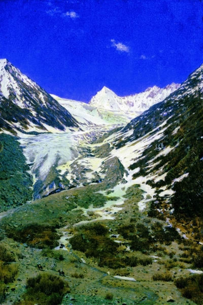 Ледник по дороге из Кашмира в Ладакх. 1875 Этюд