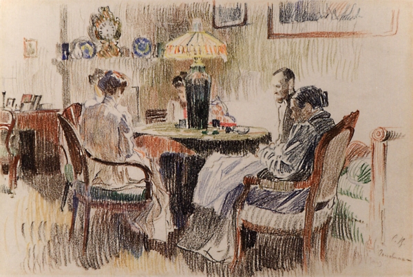 интерьер вечером. 1911