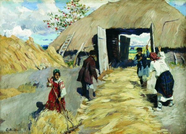 На гумне. 1916