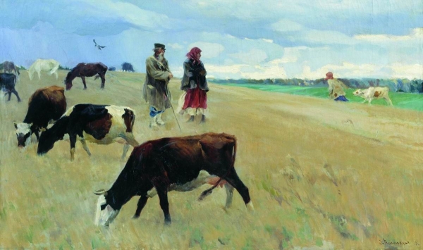 По жнивью. 1900